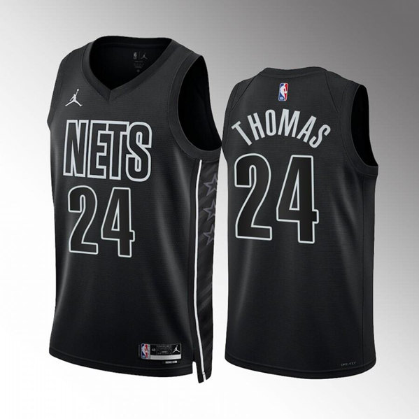Mens Brooklyn Nets #24 Cam Thomas 2022-23 Black Statement Edition Stitched Basketball Jersey->brooklyn nets->NBA Jersey